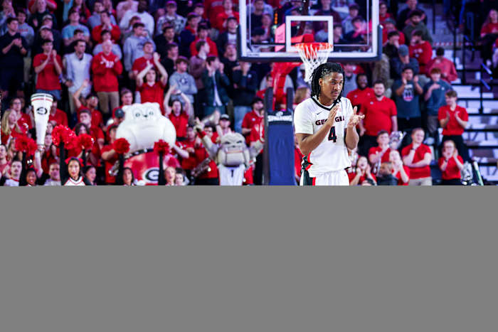 Georgia guard Silas Demary Jr. (4) during Georgia’s game against Arkansas at Stegeman Coliseum in Athens, Ga., on Wed, Jan. 10, 2024. (Cassie Baker /UGAAA)